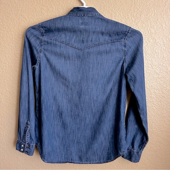 GAP Western Long Sleeve Pearl Snap Buttons Denim Shirt - Picture 4 of 8